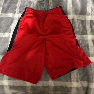 Red and Black reversible men's gym shorts